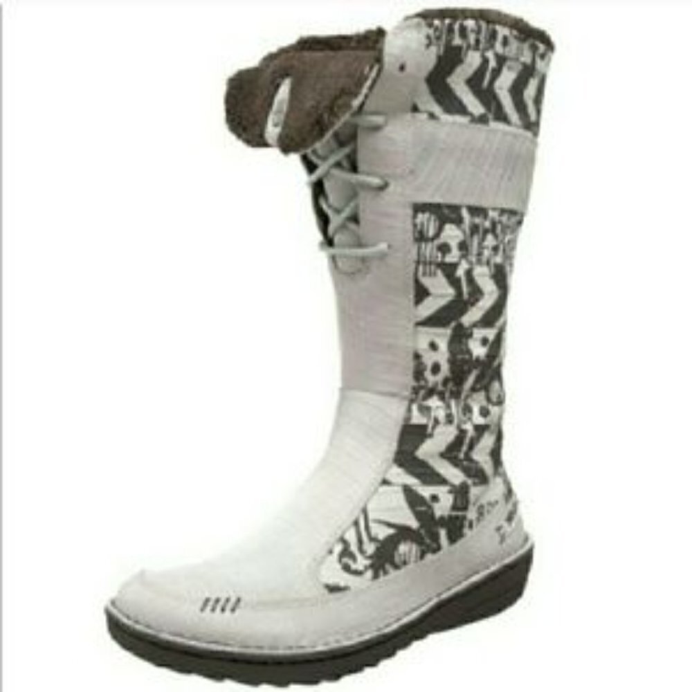 Teva x Spyder Kiru Gray & Cream Fur Lined Lace Up Boots size 6 Rustic Boho Aztec